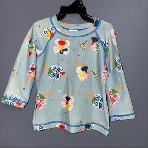 Hanna Andersoon 2T Blue Colorful Fairy Butterfly Print Long Sleeve Rashguard